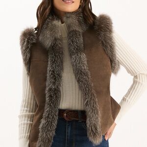 Tyler böe Brown Faux Fur Trim Vest
